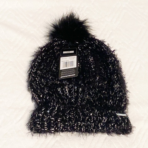 NWT Sketchers soft knit marled pom pom hat - Picture 2 of 4